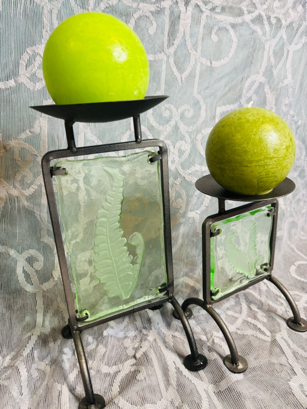Glass & Iron Candle Holders